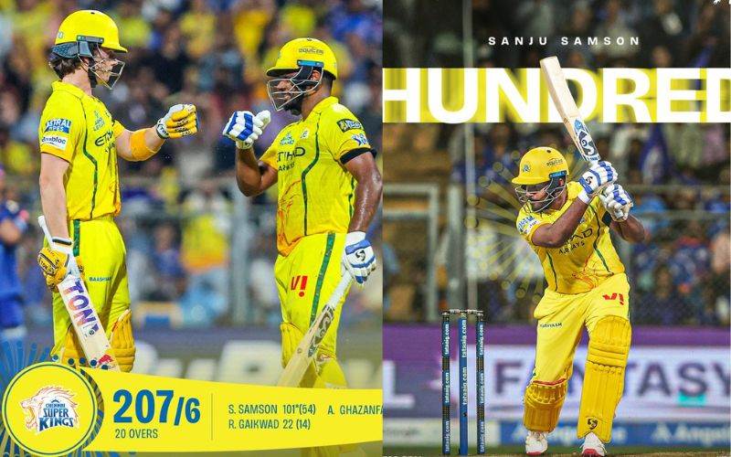 چنئی بمقابلہ ممبئی: ورلڈ کپ کے ہیرو سنجو سیمن نے پھر بنائی سنچری 